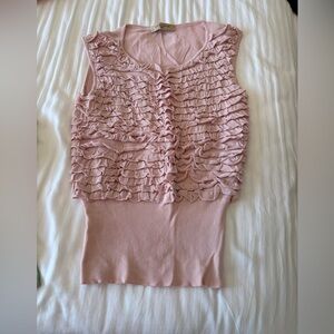 See By Chloe Dusty Rose Ruffle Knit Tank